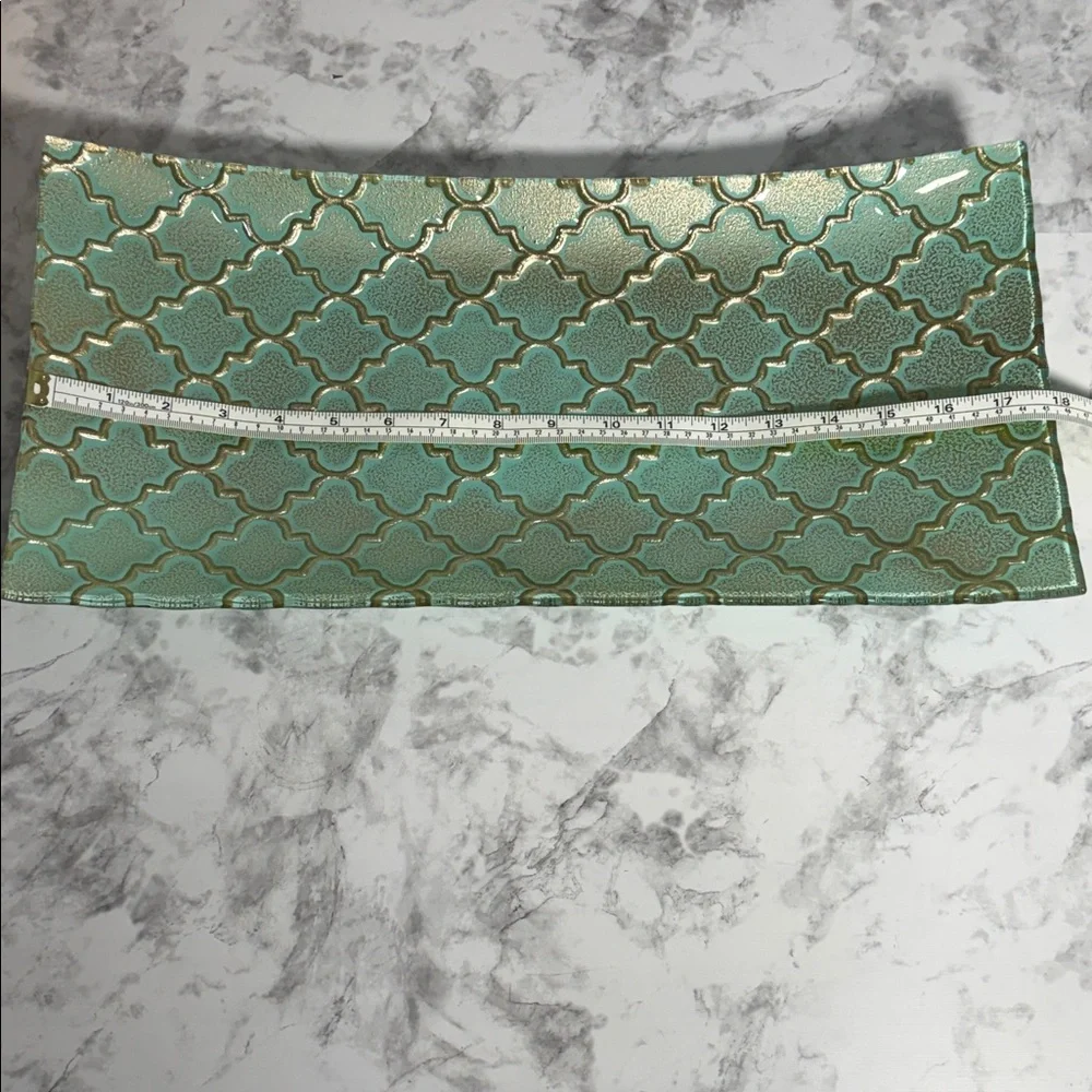 Elegant Teal Decorative Glass Tray
